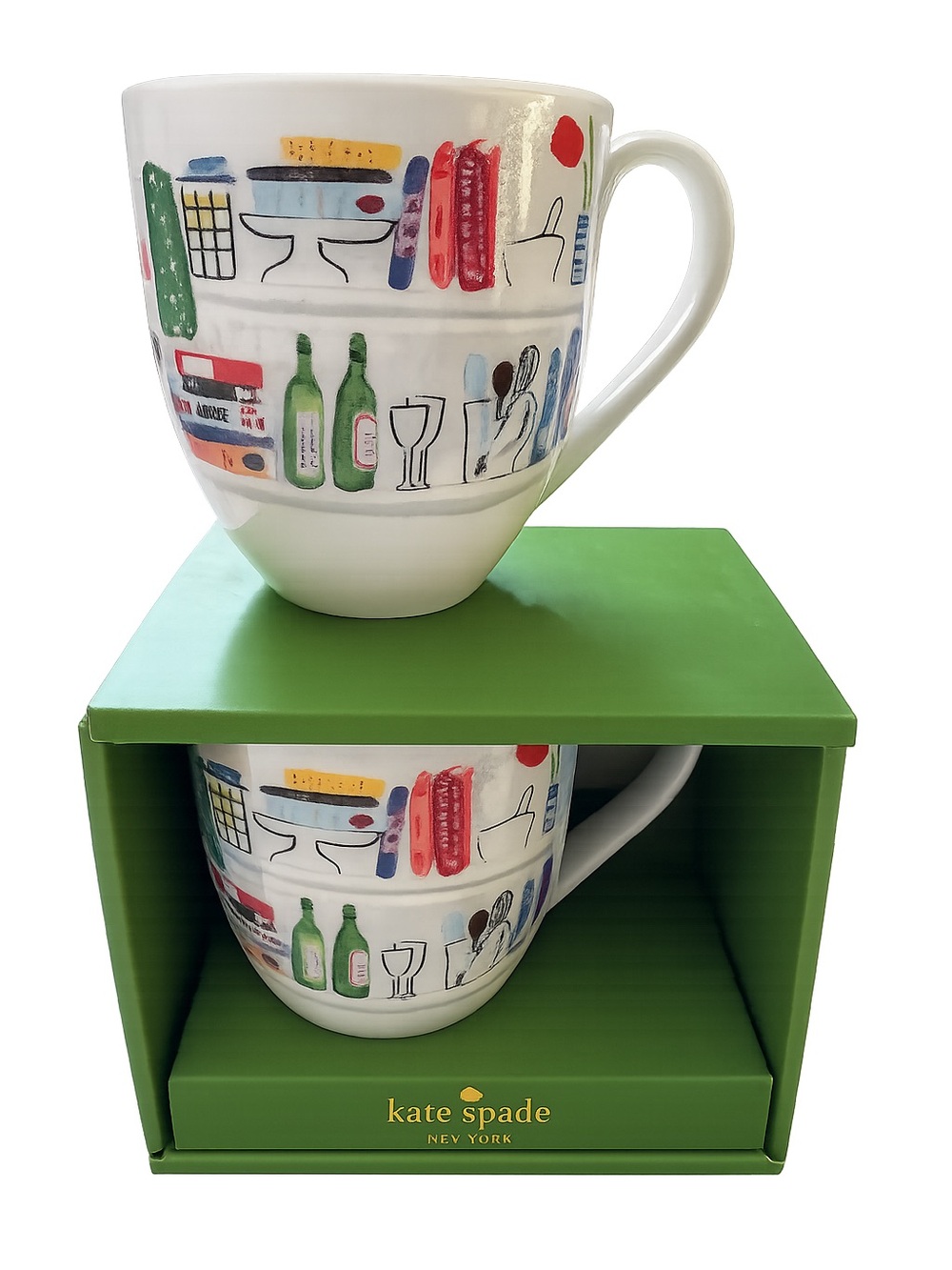 kate spade Lenox Muses Hostess White Ceramic Mug 2 mugs- one NIB, one used